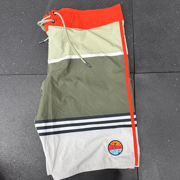 Oakley Olive and Red Board Shorts - Picture 1 of 4